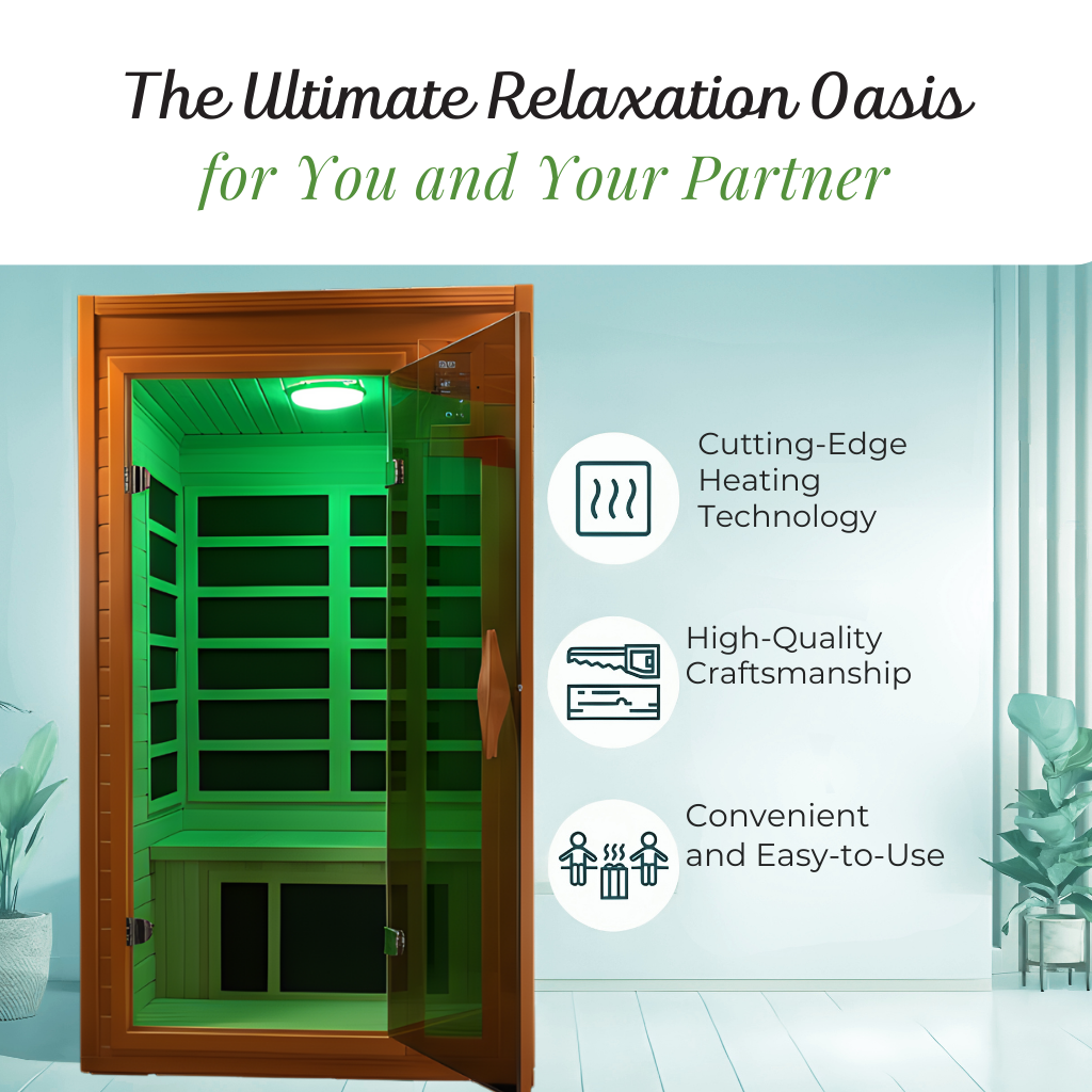 Smart Home Sauna with Integrated Red Light Therapy — Deep Detox, Muscle Recovery, Stress Relief, Better Sleep & Enhanced Circulation (1–2 Person)