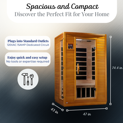 Smart Home Sauna with Integrated Red Light Therapy — Deep Detox, Muscle Recovery, Stress Relief, Better Sleep & Enhanced Circulation (1–2 Person)