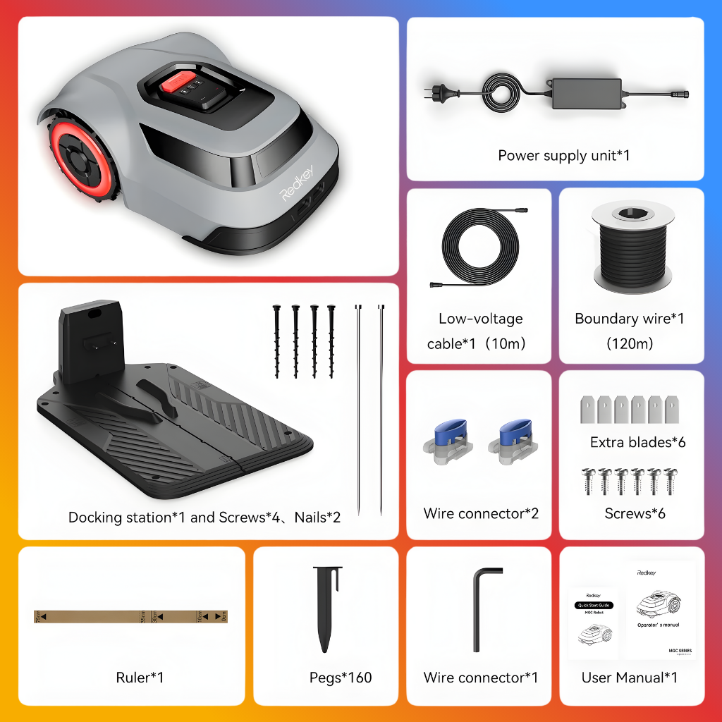 Advanced Robotic Lawn Mower — Redkey (500/1000m2) | Slope Mastery, Fully AI Automated Cutting, Smart App Control & Effortless Lawn Perfection
